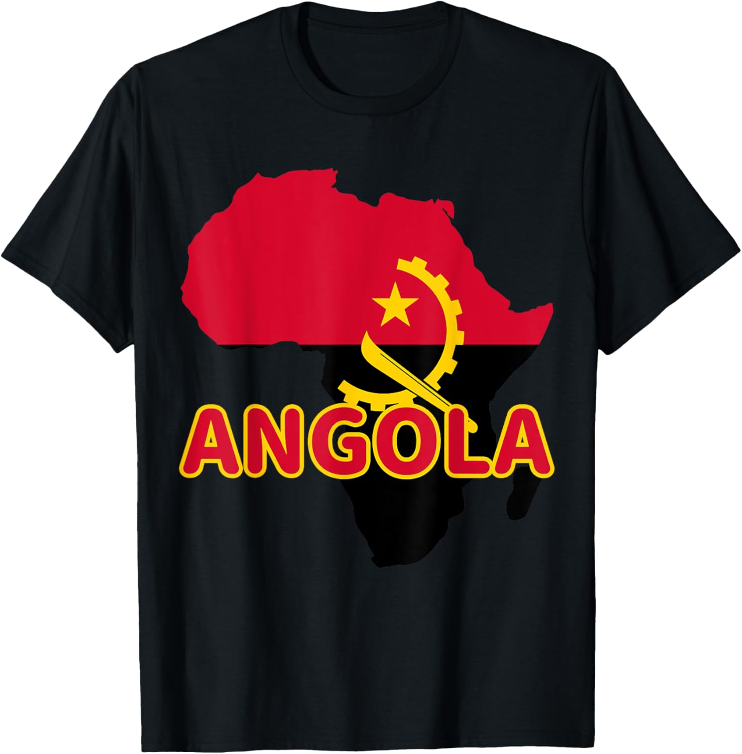 Angola Angolan Pride Flag Map Africa Print Apparel | US Best Seller