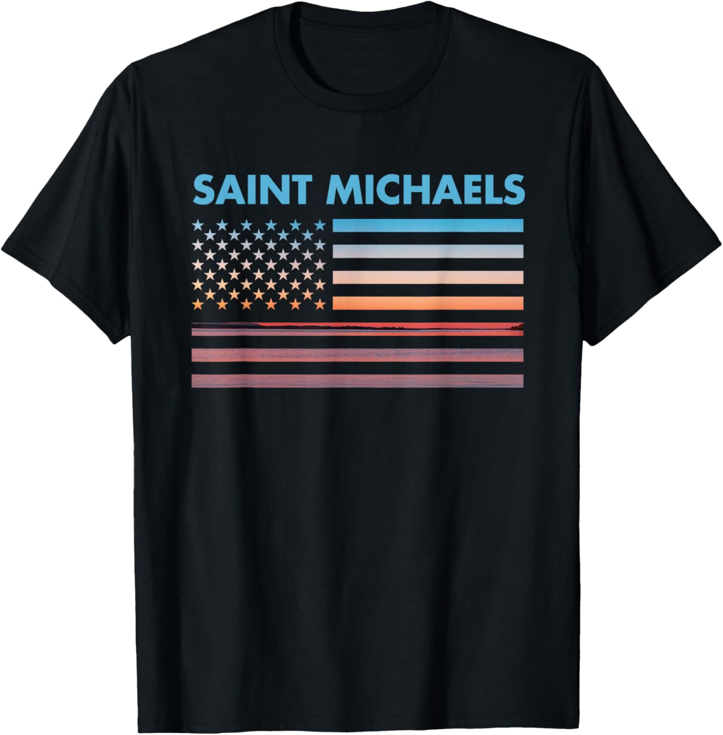 Vintage Sunset American Flag Saint Michaels, Wisconsin Apparel | US Best Seller