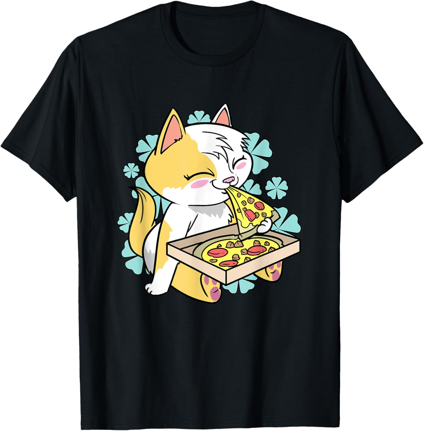 Kawaii Cute Cat Eating Pizza Men Women Kids Apparel | Trending 2025 | Aesthetic Casual Look