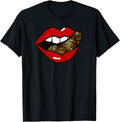 Red Lips Leopard Tongue Cheetah Print Trendy Distressed Fun Apparel Streetwear Style Everyday Wear