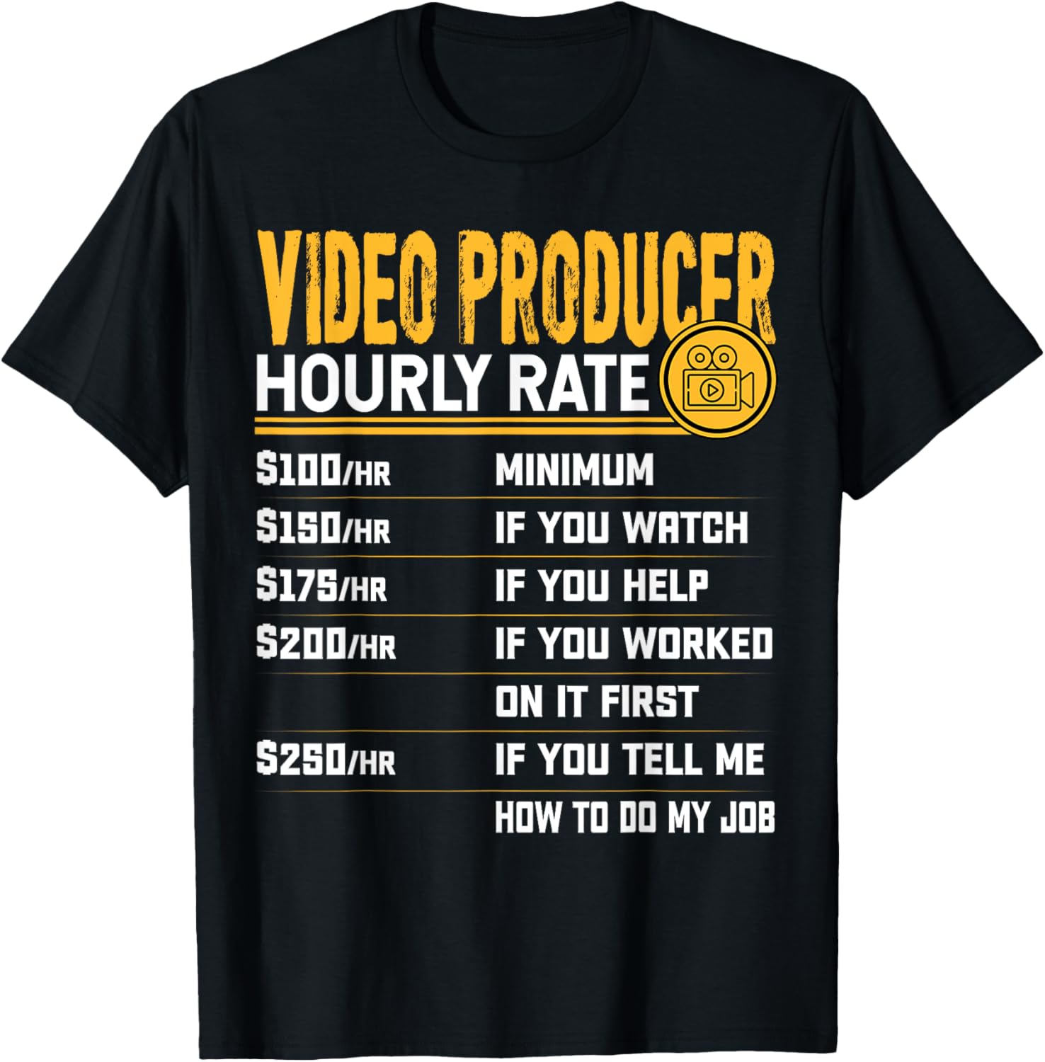 Video Producer Hourly Rate Producer Director Filmmaker Apparel | High Search Volume | Must-Have Style