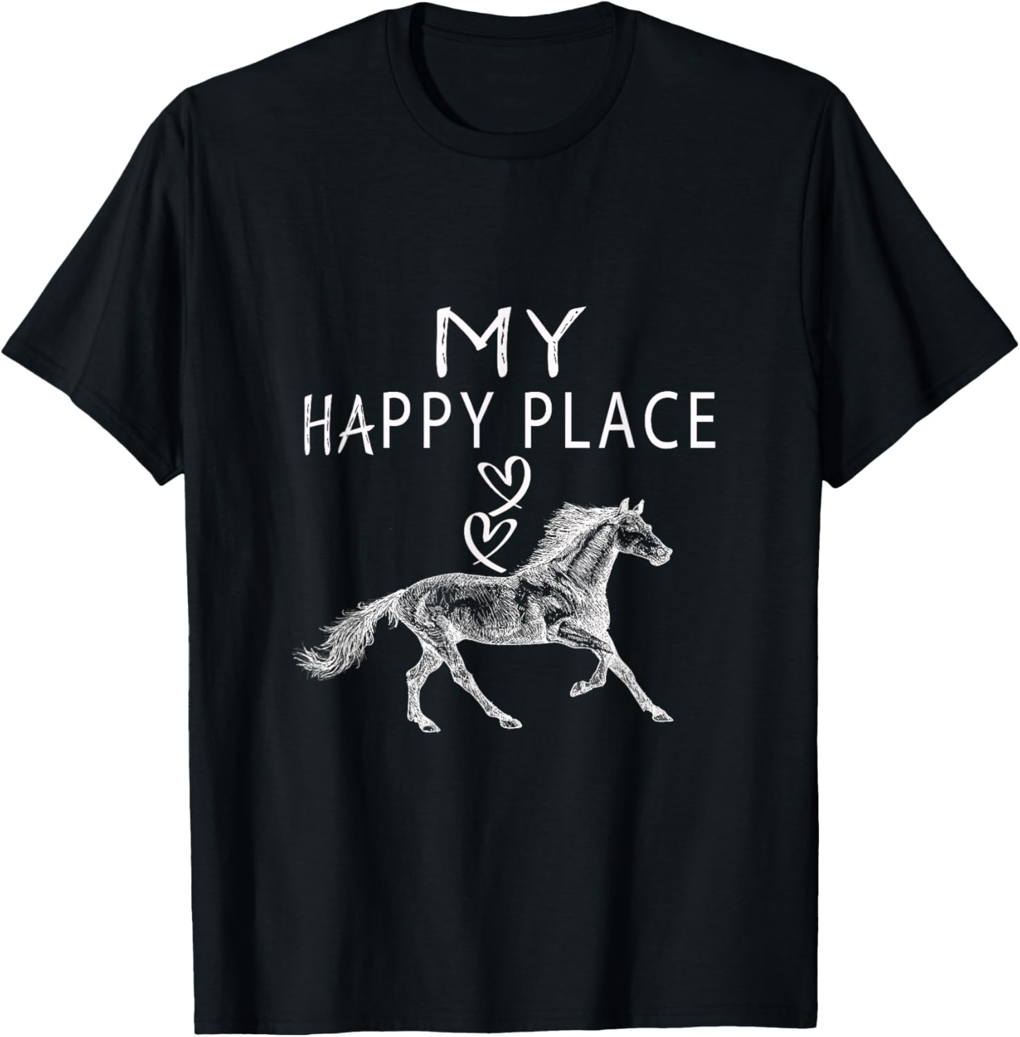 Funny tee saying My Happy Place is here Horses Lovers Apparel | Google Shopping Optimized | Customer Favorite