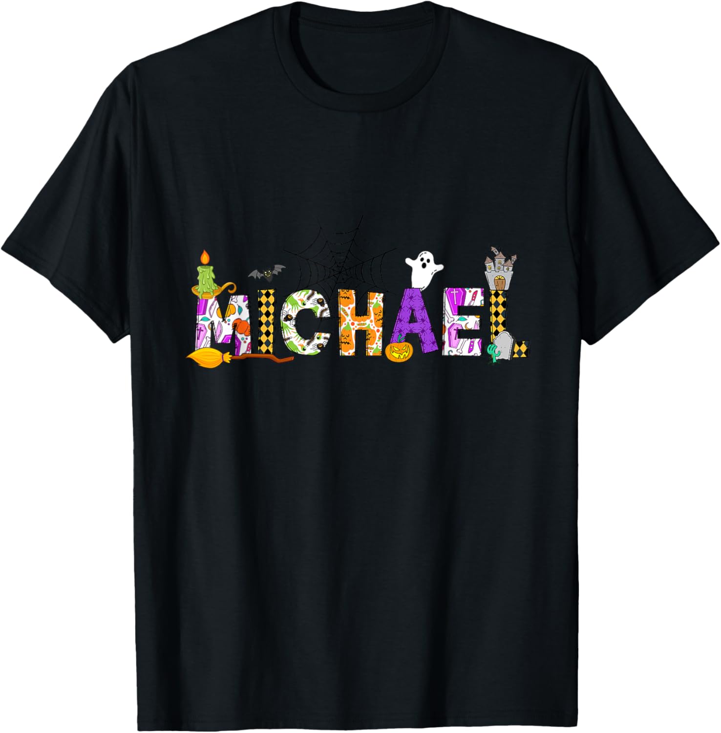 Scary Halloween Pattern Party Personalized Name Michael Apparel | Premium Quality