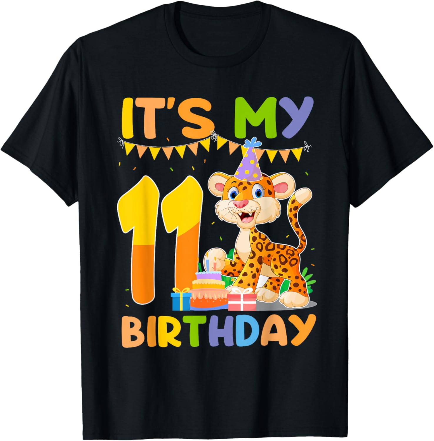 It s My 11th Birthday Leopard Cheetah 11 Year Old Birthday P Apparel Streetwear Style Everyday Wear