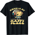 Music Is My Happy Place, Cute Headphone Cat Music Lover T-Shirt for Men Women Girls Kids T-Shirt | US Viral Pick | Daily Wear Essential