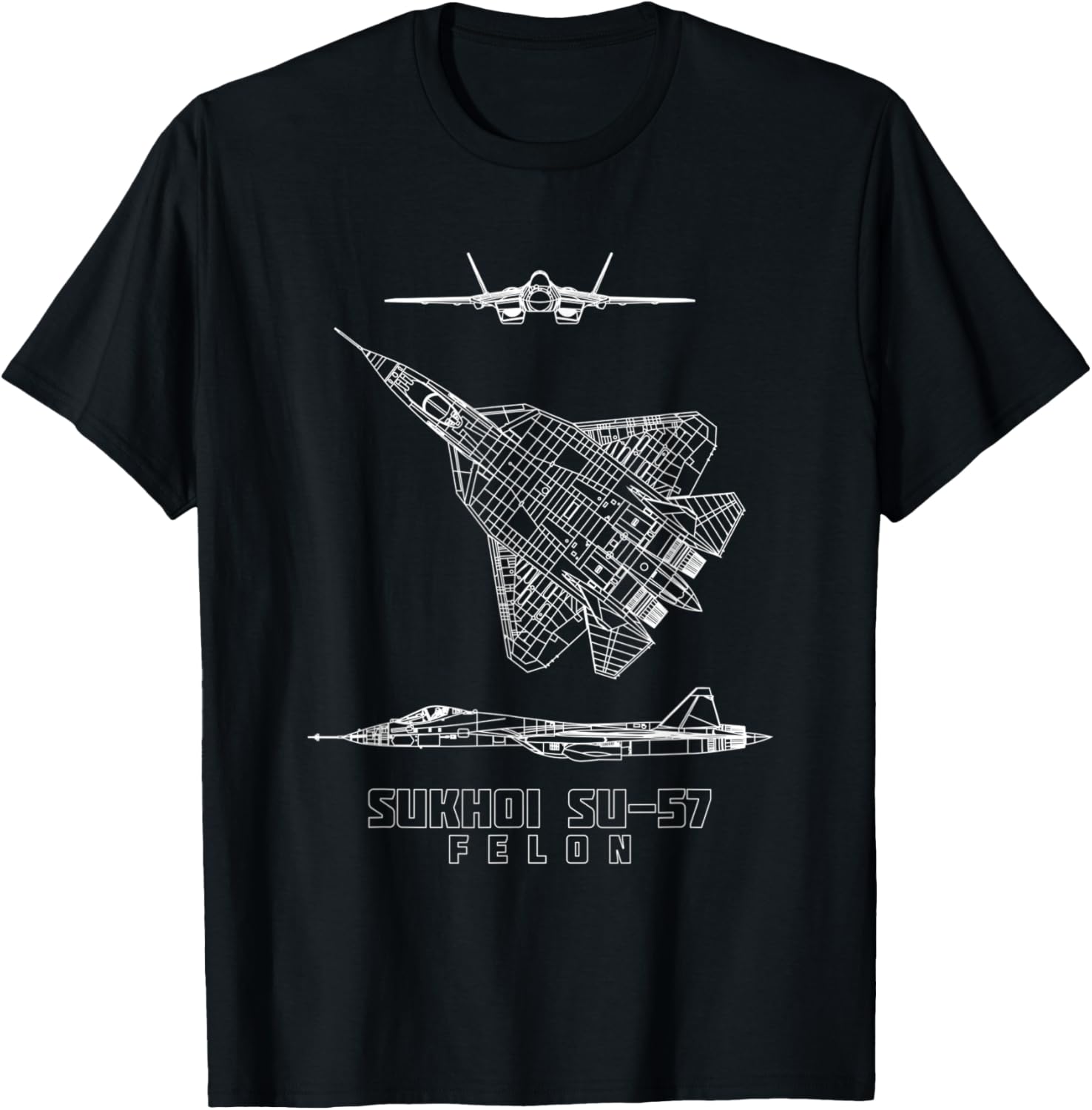 Sukhoi Su-57 Russian Stealth Fighter Plane Blueprint Apparel | Premium Quality | Comfort Daily Wear