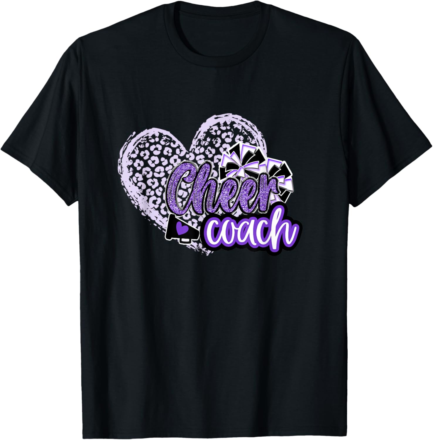 Cheer Coach Shirt Megaphone Purple Leopard Cheetah Print T Shirt Comfort Fit Hot Right Now