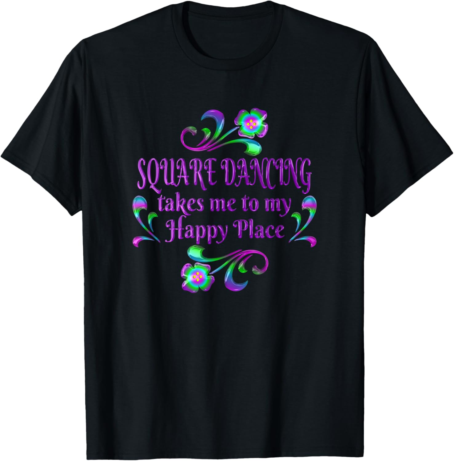Square Dancing Happy Place Flowers Apparel | Google Shopping Optimized | Daily Wear Essential