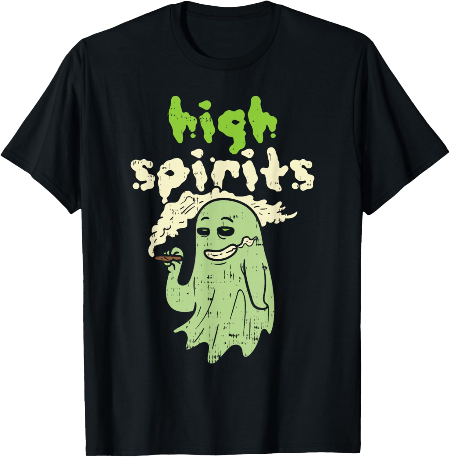 High Spirits Stoned Ghost Funny Weed Cannabis 420 Halloween Apparel | US Best Seller