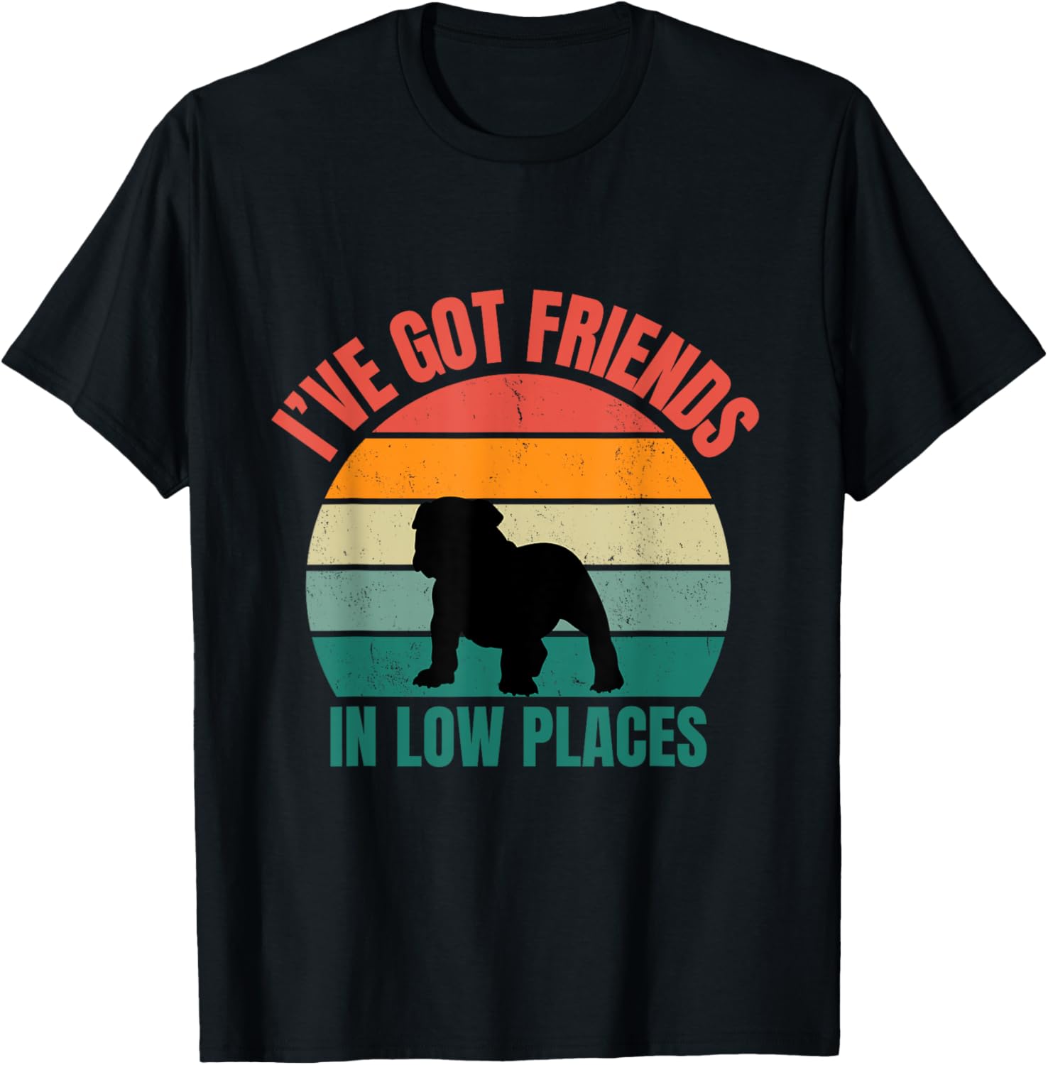 Bulldog Owner I've Got Friends In Low Places T-Shirt for Men Women Kids T-Shirt | Bestseller Style | Customer Favorite