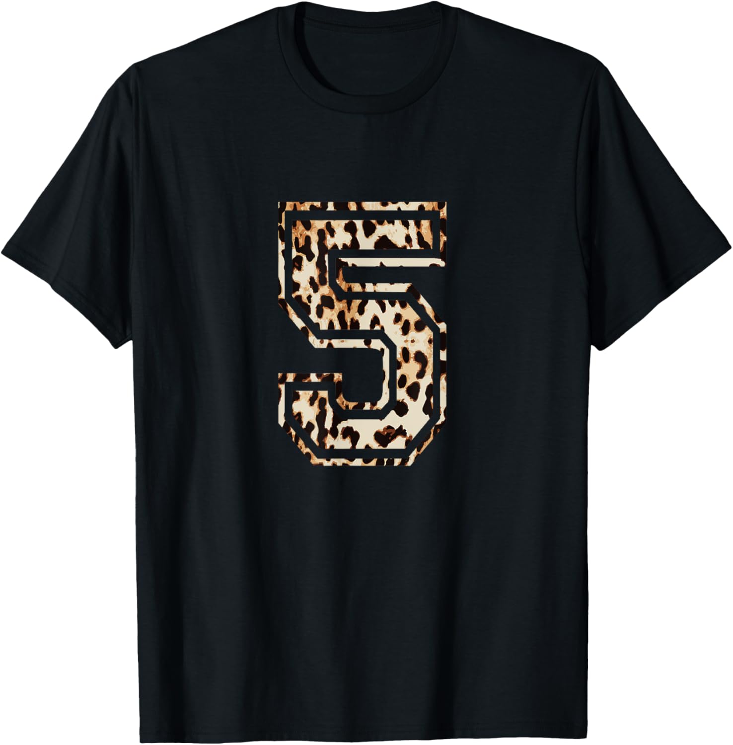 Cool Number 5 Game Football Leopard Cheetah Print T Shirt T Shirt Comfort Fit Gift Ready