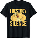 Alek's Shop I Destroy Silence Percussion Drum and Cymbal Music T-Shirt - Black, Unisex, Small, Short Sleeve, Cotton 65 P...