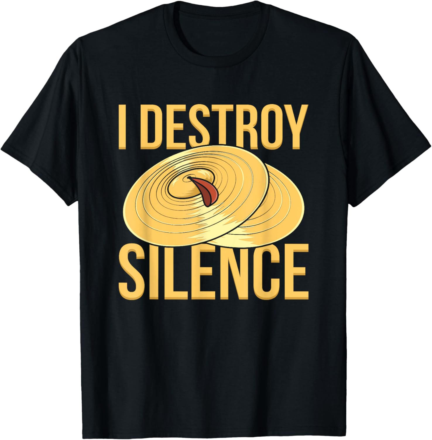 Alek's Shop I Destroy Silence Percussion Drum and Cymbal Music T-Shirt - Black, Unisex, Small, Short Sleeve, Cotton 65 P...