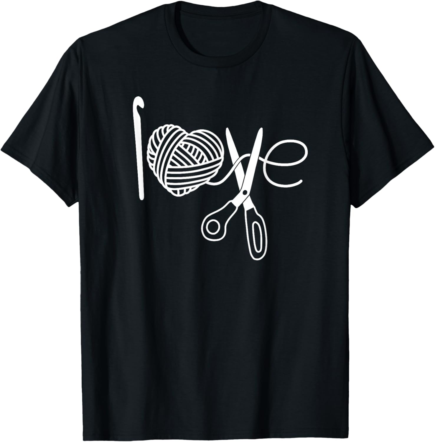 Crochet Love Crochet Heart Yarn Knitting I Love Crochet T-Shirt, Small, Black T-Shirt | Top Rated | High CTR Title