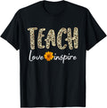 Teach Love Inspire Sunflower Leopard Cheetah Print Teacher Men Women Kids Apparel Streetwear Style Hot Right Now