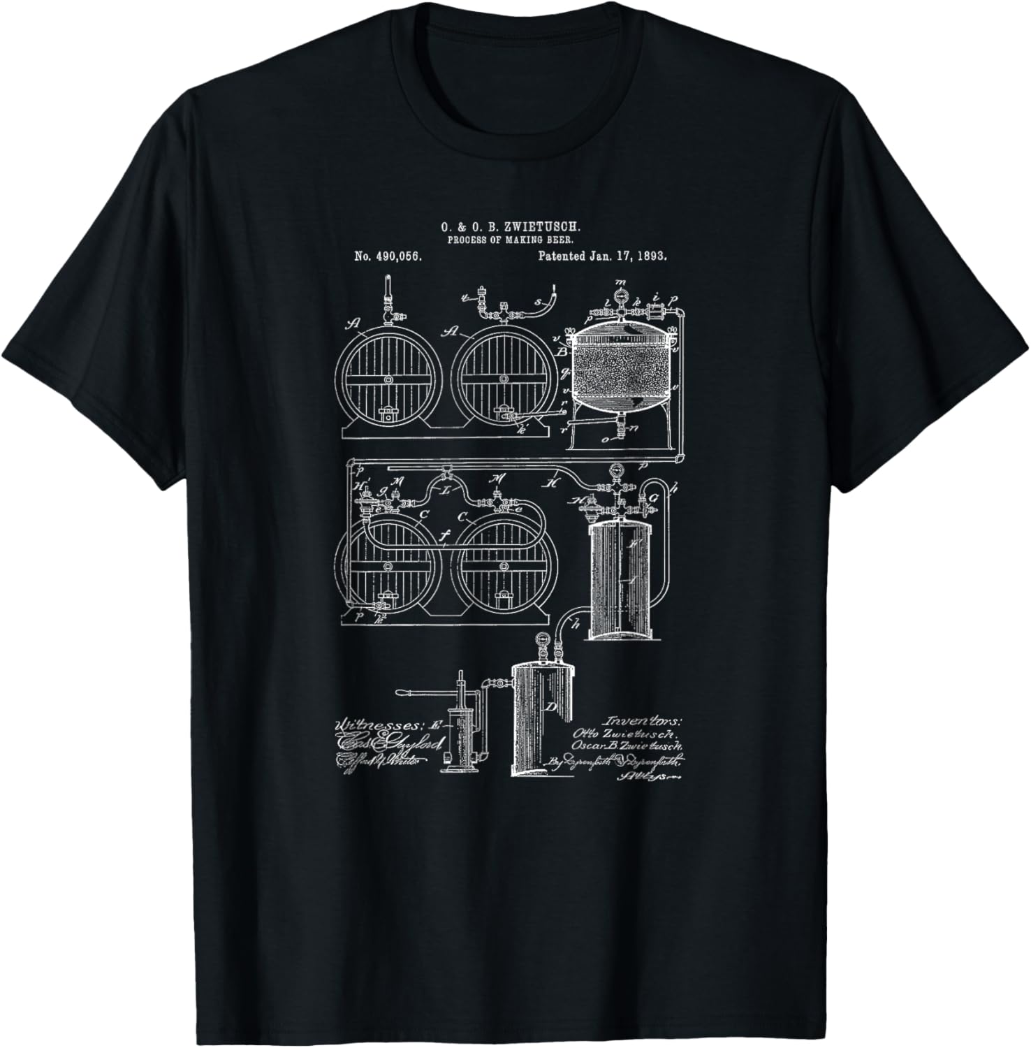 Classic Vintage Patent Print 1893 Craft Beer Brewing Apparel | Premium Quality | Perfect Gift Idea