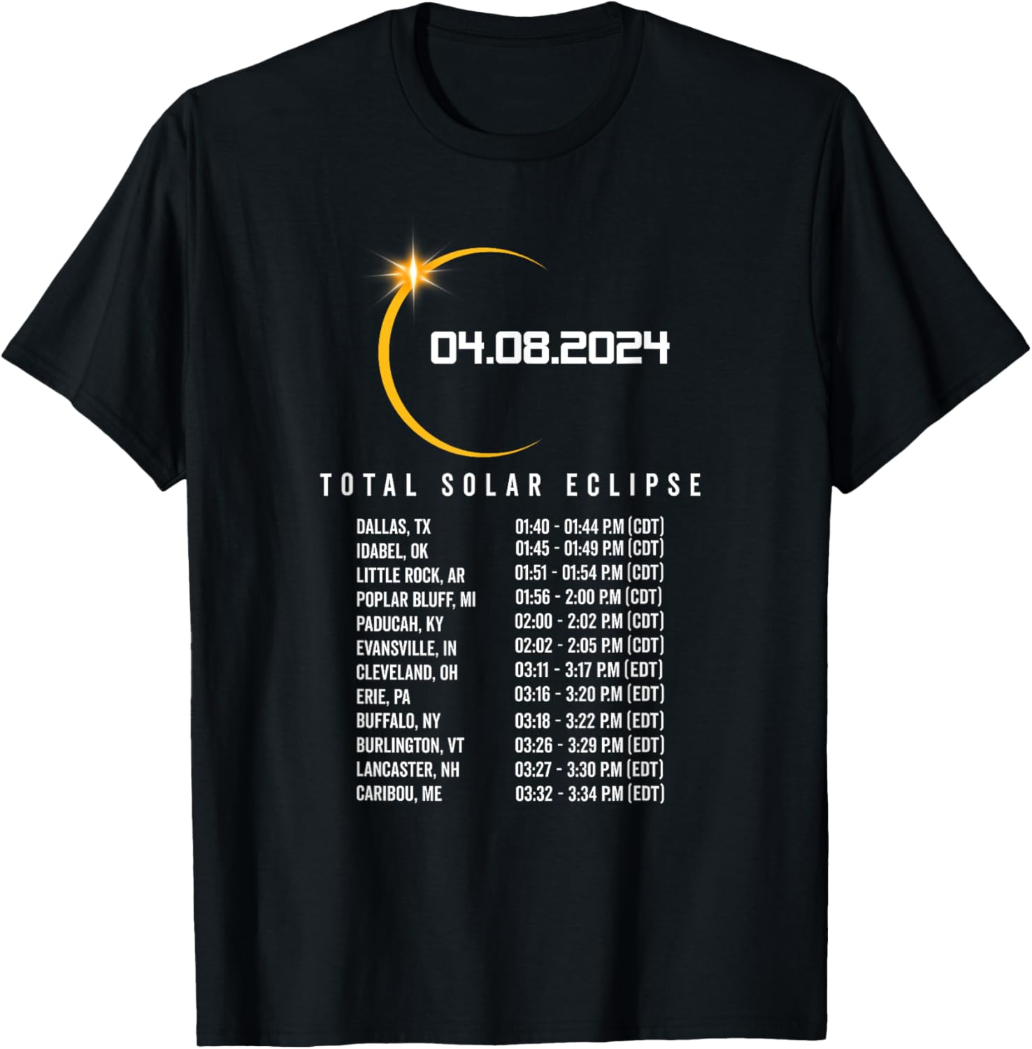 Total Solar Eclipse 2024 Shirt Time & Place Where To See T-Shirt | Bestseller Style | Daily Wear Essential