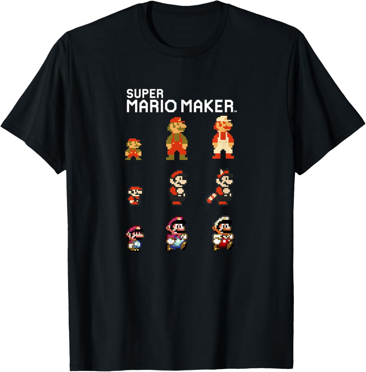 Super Mario Maker Mario Evolution 8-Bit Pixel Icons Apparel | US Viral Style | Perfect Gift Idea