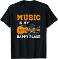 Musician Guitar Notes - Music Is My Happy Place Apparel | Google Shopping Optimized | Perfect Gift Choice