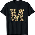 Leopard Cheetah Print Letter M Initial Rustic Monogram Gift Apparel Comfort Fit Fan Favorite