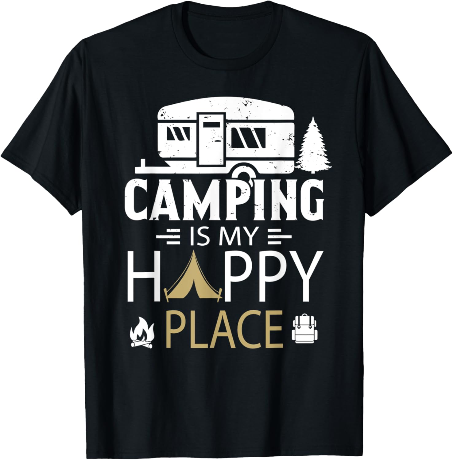Camping Is My Happy Place Funny Camping Family Matching Apparel | Trending 2025 | Daily Wear Essential