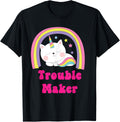 Sarcastic Retro Rainbow Funny Unicorn Trouble Maker Apparel | Premium Quality | Aesthetic Fit