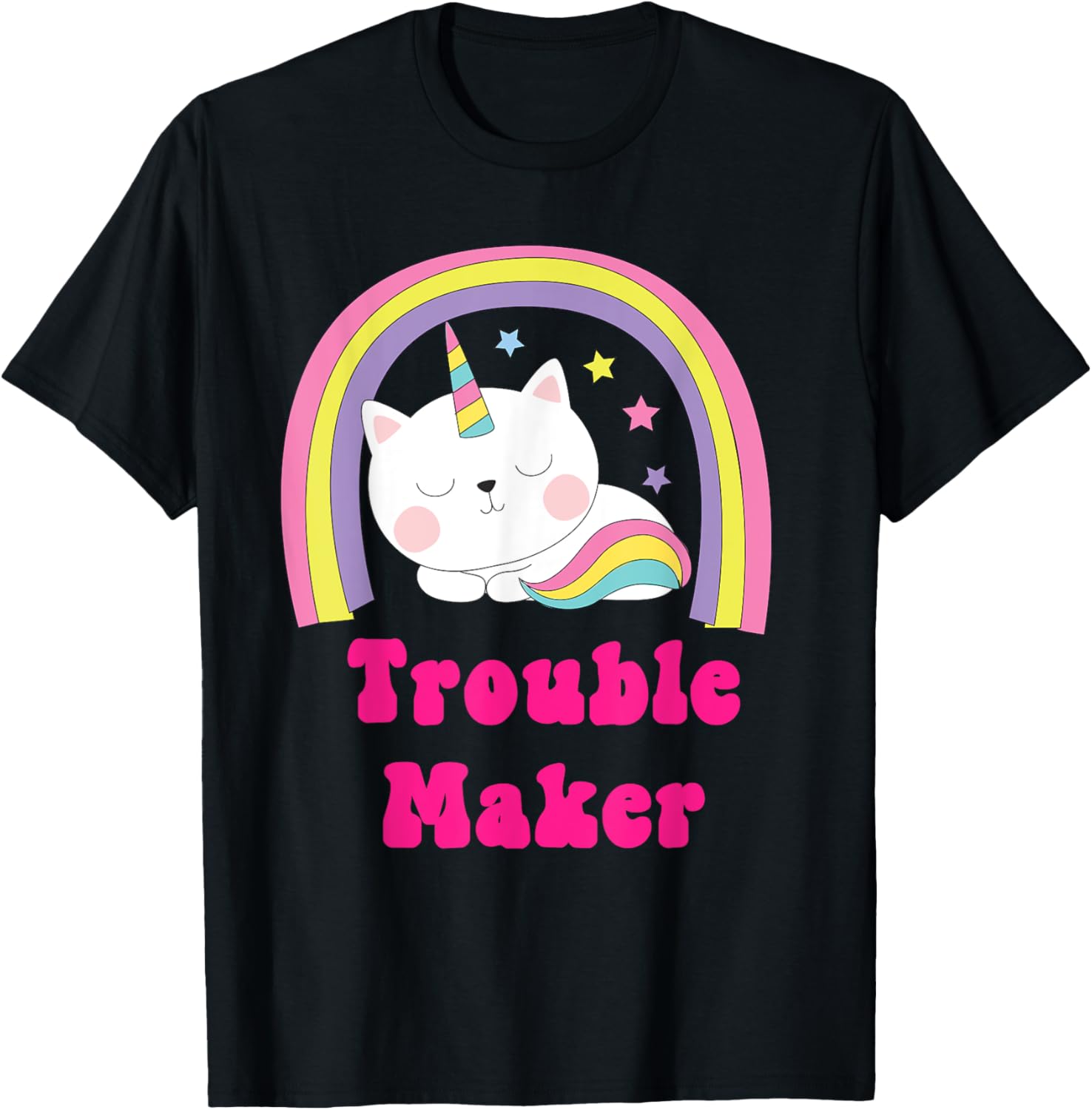 Sarcastic Retro Rainbow Funny Unicorn Trouble Maker Apparel | Premium Quality | Aesthetic Fit