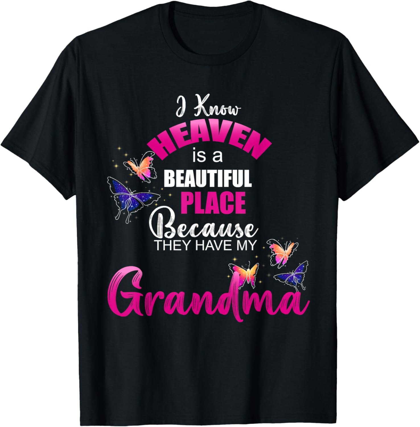 Heaven is Beautiful Place My GRANDMA Angel Memorial Family Apparel | Google Shopping Optimized | Daily Wear Essential
