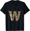 Cool Letter W Initial Name Leopard Cheetah Print T Shirt T Shirt Trending US Hot Right Now