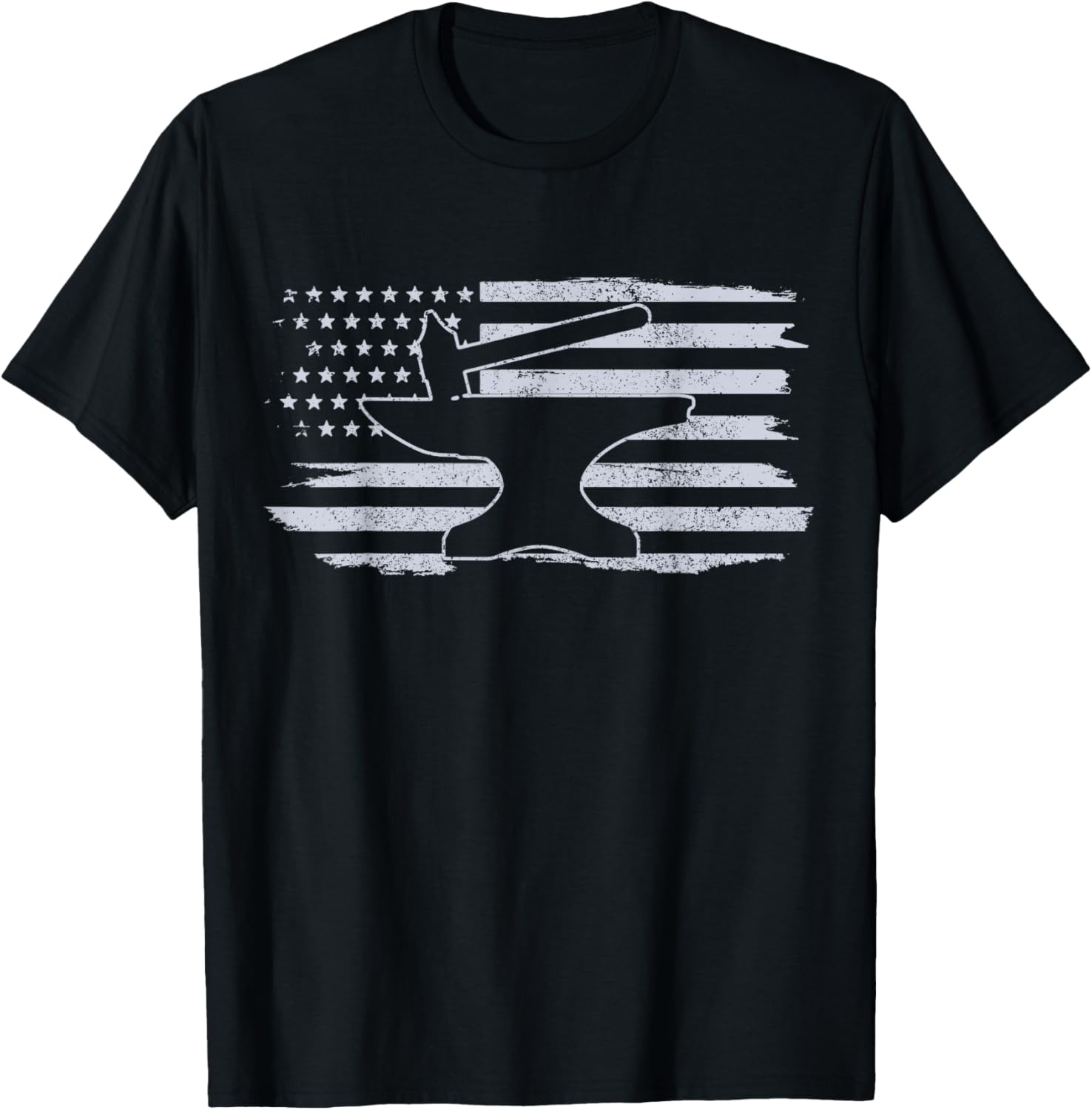 Blacksmith - Hammer Anvil USA Flag Knife Maker Steel Gift T-Shirt | Premium Quality | Perfect Gift Idea