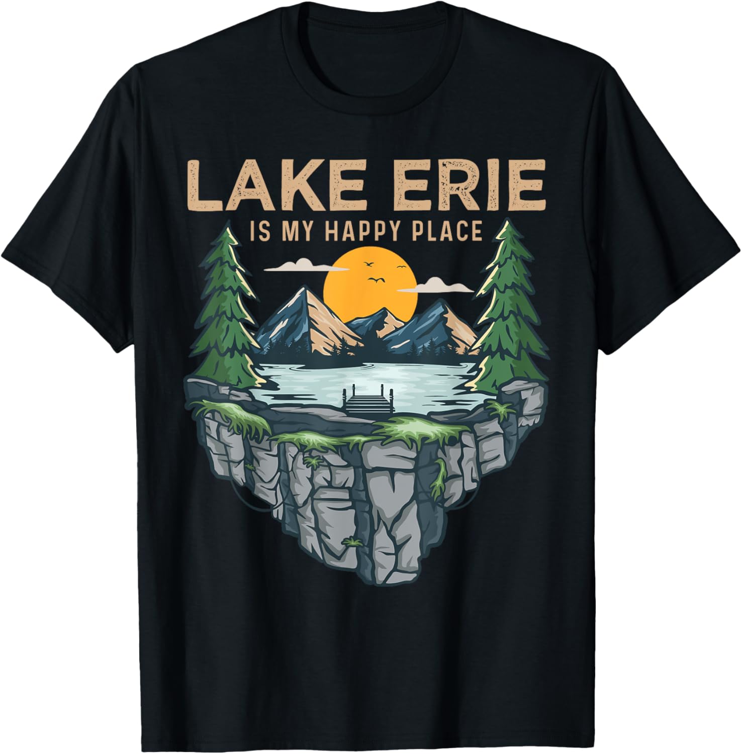 Fishing Boating Camping - My Happy Place Lake Erie Apparel | Trending 2025 | Daily Wear Essential