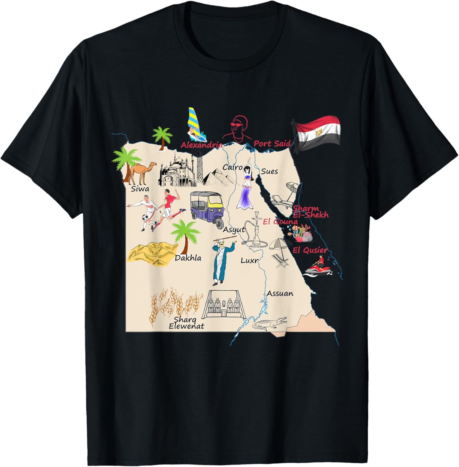 Egypt map with the major cities, Tourist places, attractions Apparel | High Search Volume | Daily Wear Essential