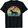 Retro My Happy Place Horse Shirt Horseback Riding Equestrian T-Shirt | US Viral Pick | Customer Favorite