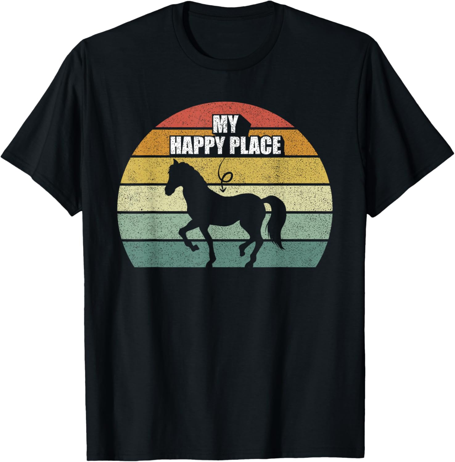 Retro My Happy Place Horse Shirt Horseback Riding Equestrian T-Shirt | US Viral Pick | Customer Favorite