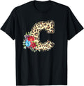 Letter C Initial Leopard Cheetah Print Flowers Watercolor Apparel Trending US Best Seller Look