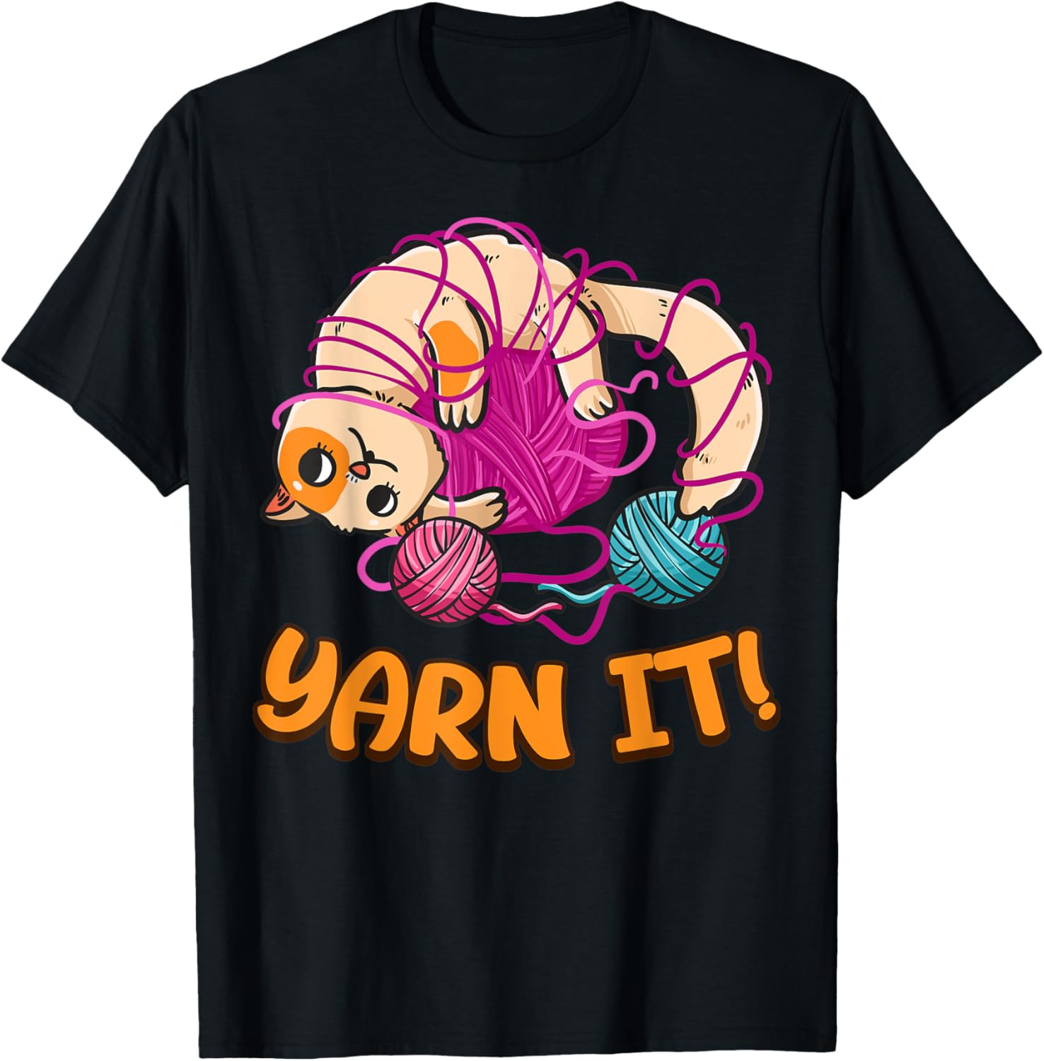 Funny Knitters Yarn It Cat Tangled In Yarn Cat Lovers Yarn T-Shirt for Men Women Kids T-Shirt | Trending 2025 | Best ...
