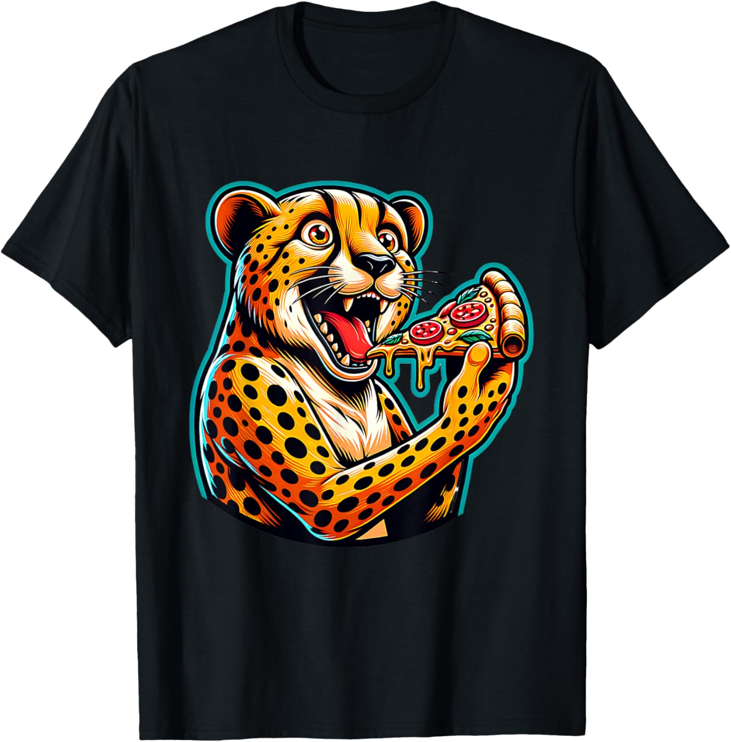 Cheetah Eating Pizza Cute Animal Funny Apparel Viral TikTok Find Gift Ready