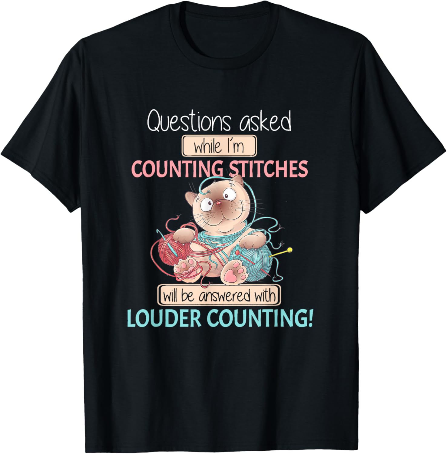 Questions Asked While I'm Counting Stitches Crochet Cat Yarn Men Women Yarn Supply | Trending 2025 | Perfect for Craf...