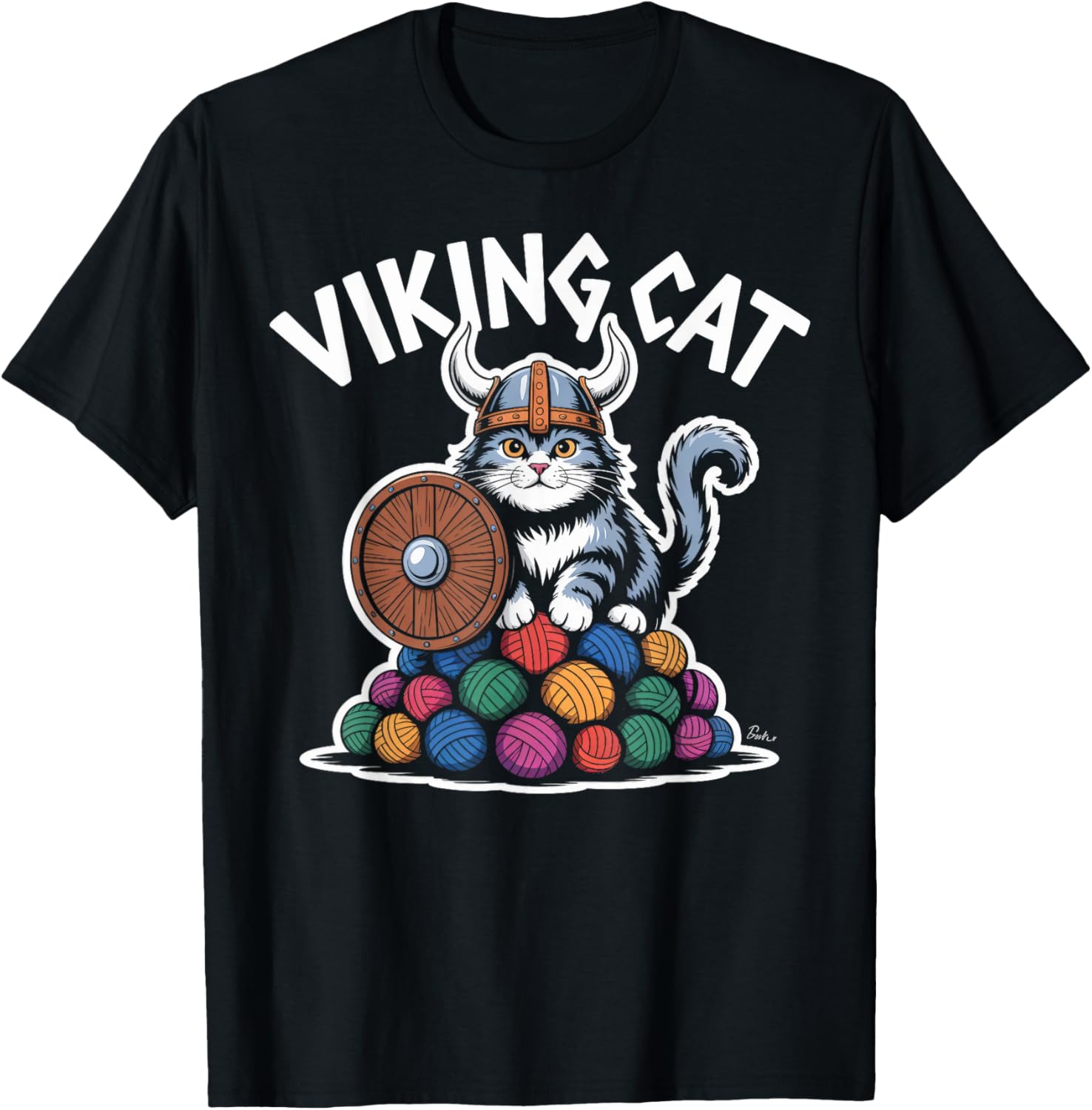 Viking Cat Shield Helmet Yarn Ball Warrior Yarn Supply | Trending 2025 | Best Seller Choice