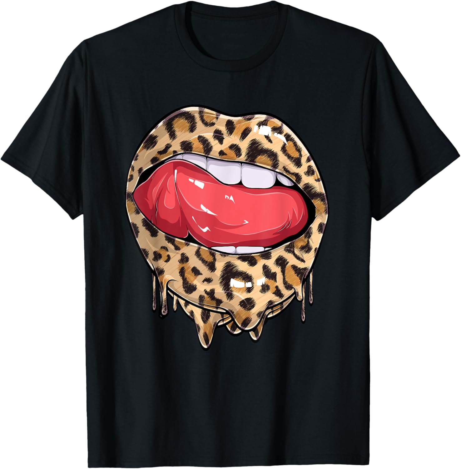 Dripping Lips Kiss Leopard Cheetah Print Funny Apparel Streetwear Style Hot Right Now