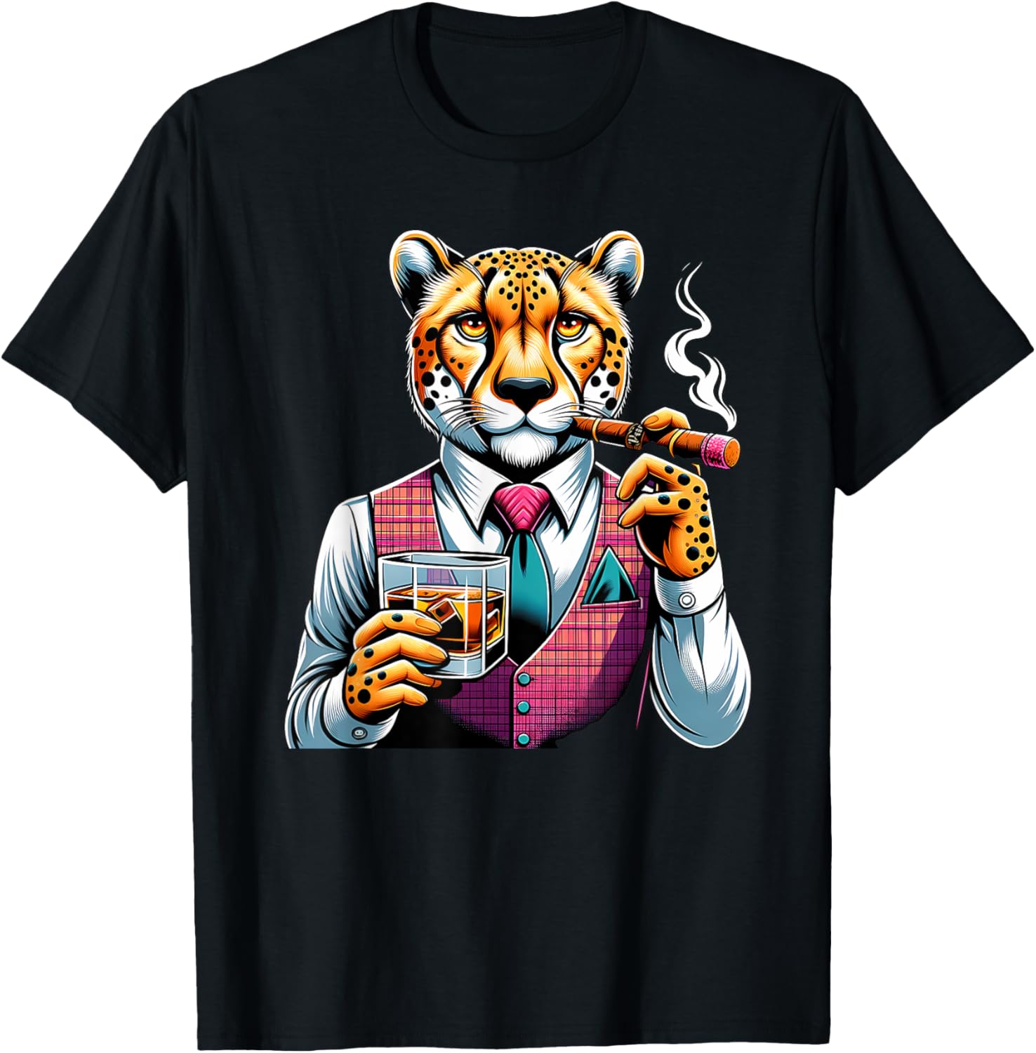 Cheetah Cigar And Whiskey Apparel Streetwear Style Fan Favorite
