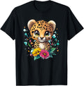 Cute Baby Cheetah With Flowers Apparel Streetwear Style Gift Ready