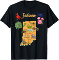 Hand Drawn Illustration of Indiana Map, Tourist places, USA Apparel | Google Shopping Optimized | Daily Wear Essential