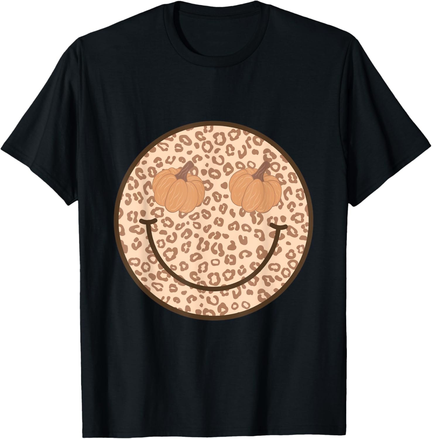 Fall Retro Groovy Cheetah Print Face With Pumpkins Apparel Trending US Everyday Wear