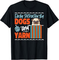 Knitting Knitter Dog Pug Easily Distracted By Dogs And Yarn T-Shirt for Men Women Kids T-Shirt | Trending 2025 | High...