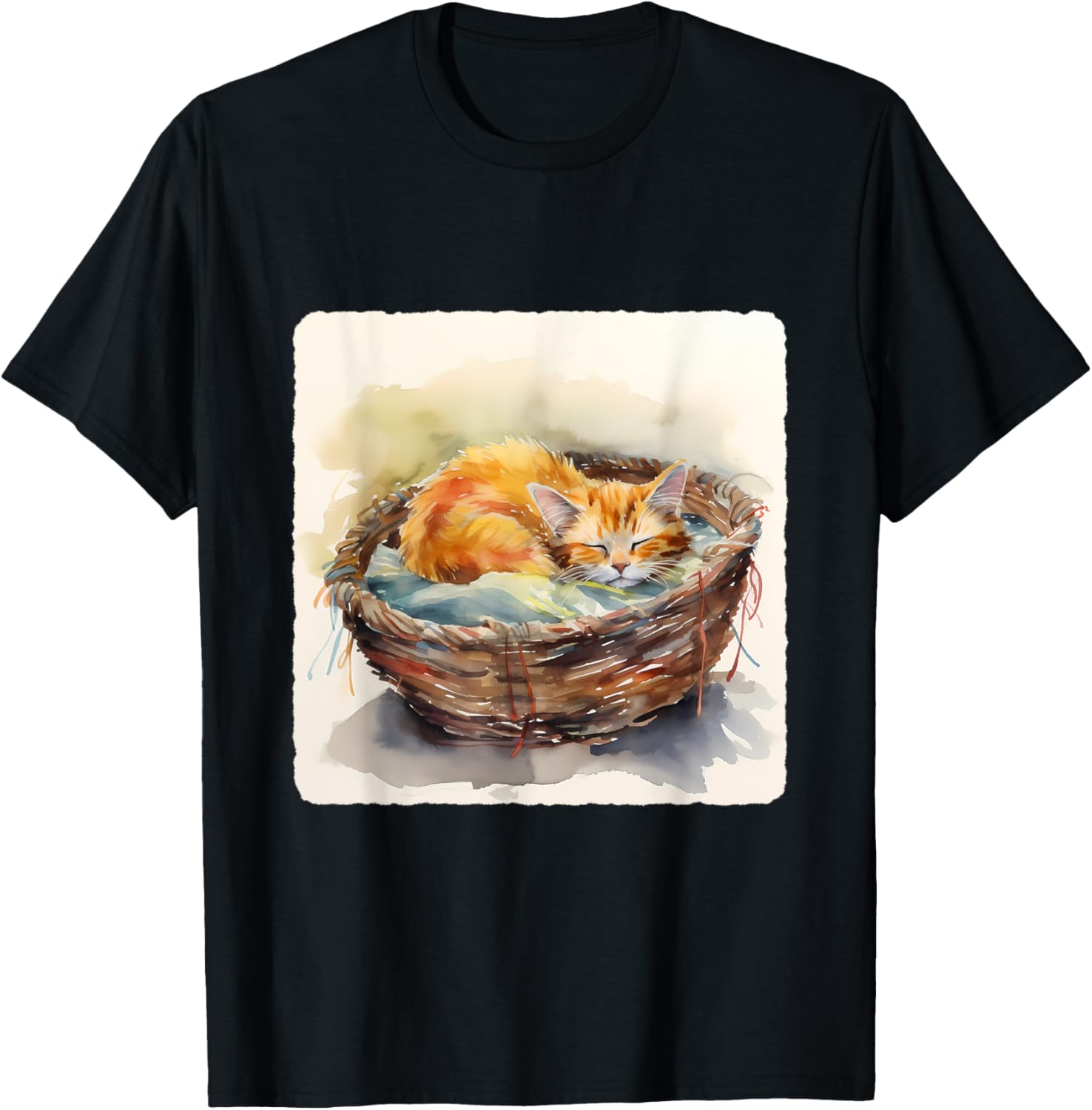 A Cat Sleeping In A Basket Of Yarn. Cozy, Nap, Comfort T-Shirt for Men Women Kids T-Shirt | Viral US Pick | Customer ...