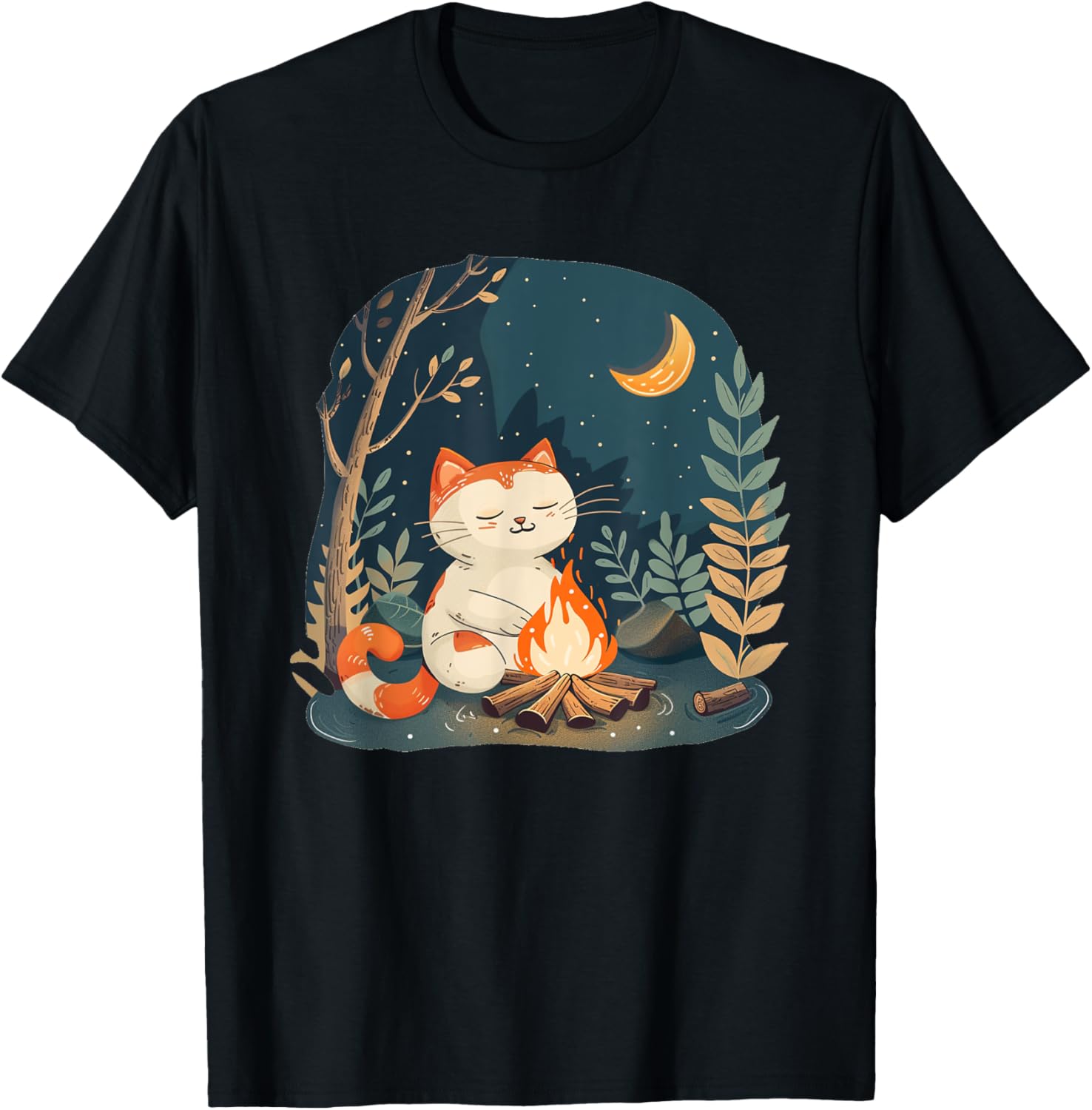 Nice Summer Camp by Night with Fire Place and funny Cat Apparel | Top Conversion Title | High CTR Boost
