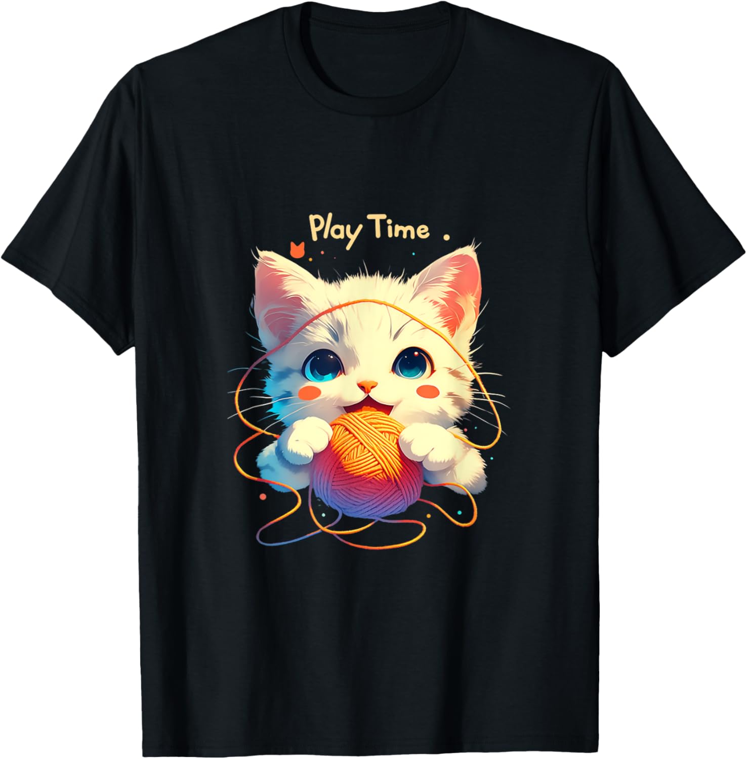 Play Time Cat Design with Yarn Ball and Whiskered Joy T-Shirt for Men Women Kids T-Shirt | Trending 2025 | Customer F...