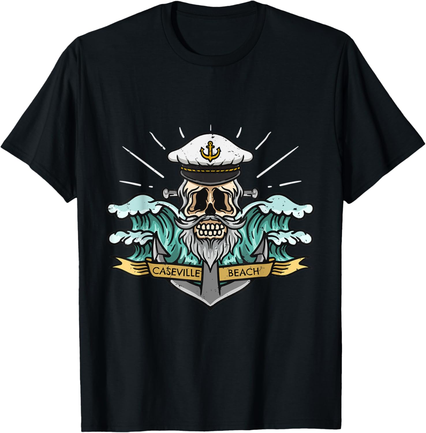 Caseville Beach Michigan Sea Captain Pirate Skull Nautical T-Shirt for Men Women Kids T-Shirt | Google Shopping Optimized | High CTR Boost