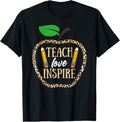 Teach Love Inspire Leopard Cheetah Print Apple Teacher Apparel High Search Demand Best Seller Look